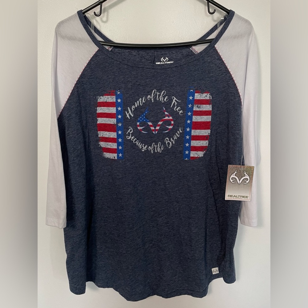 Realtree American Flag Tee 3/4 Sleeve